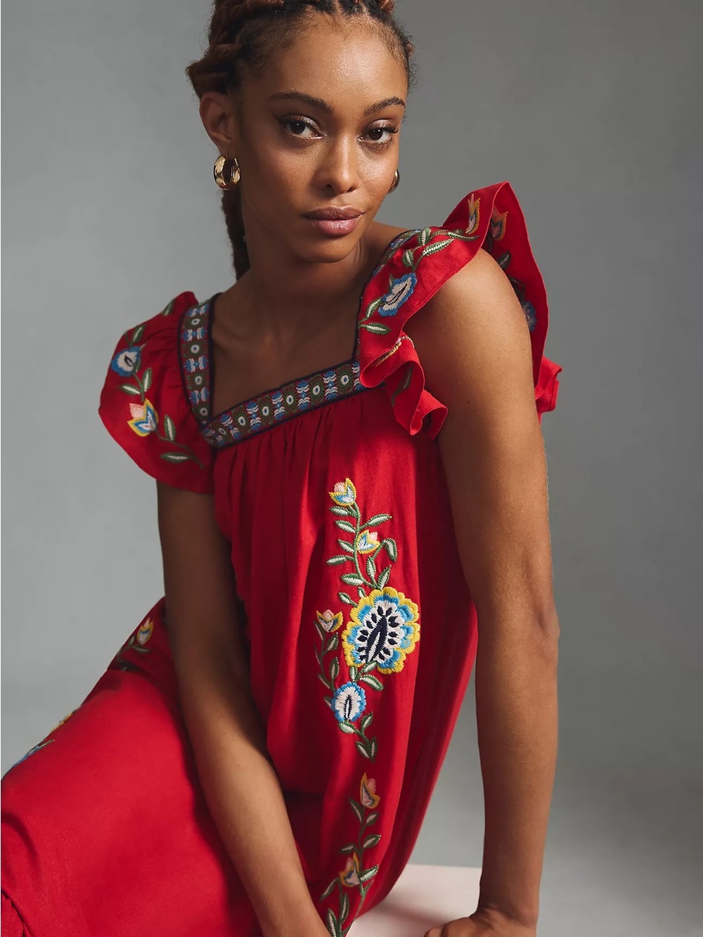 Farm Rio Embroidered Square-Neck Dress - Picture 2 of 9
